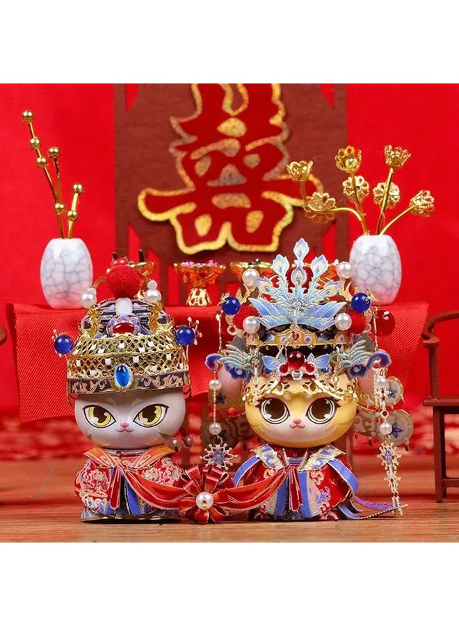 Love Cat 3D Metal Puzzle DIY Traditional Chinese Style Decoration Red Blue Gold Ornaments - Image 2